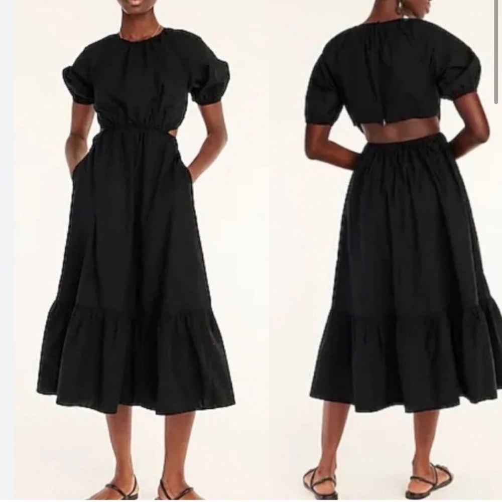 JCrew Black Side Cut-out Cotton Poplin Dress Sz 10P
